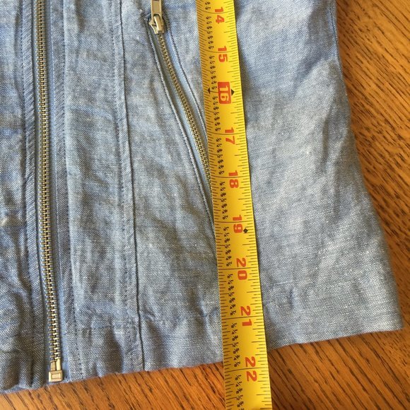 New York And Company Chambray Moto Jacket Light Blue Oversized Small - Picture 6 of 7